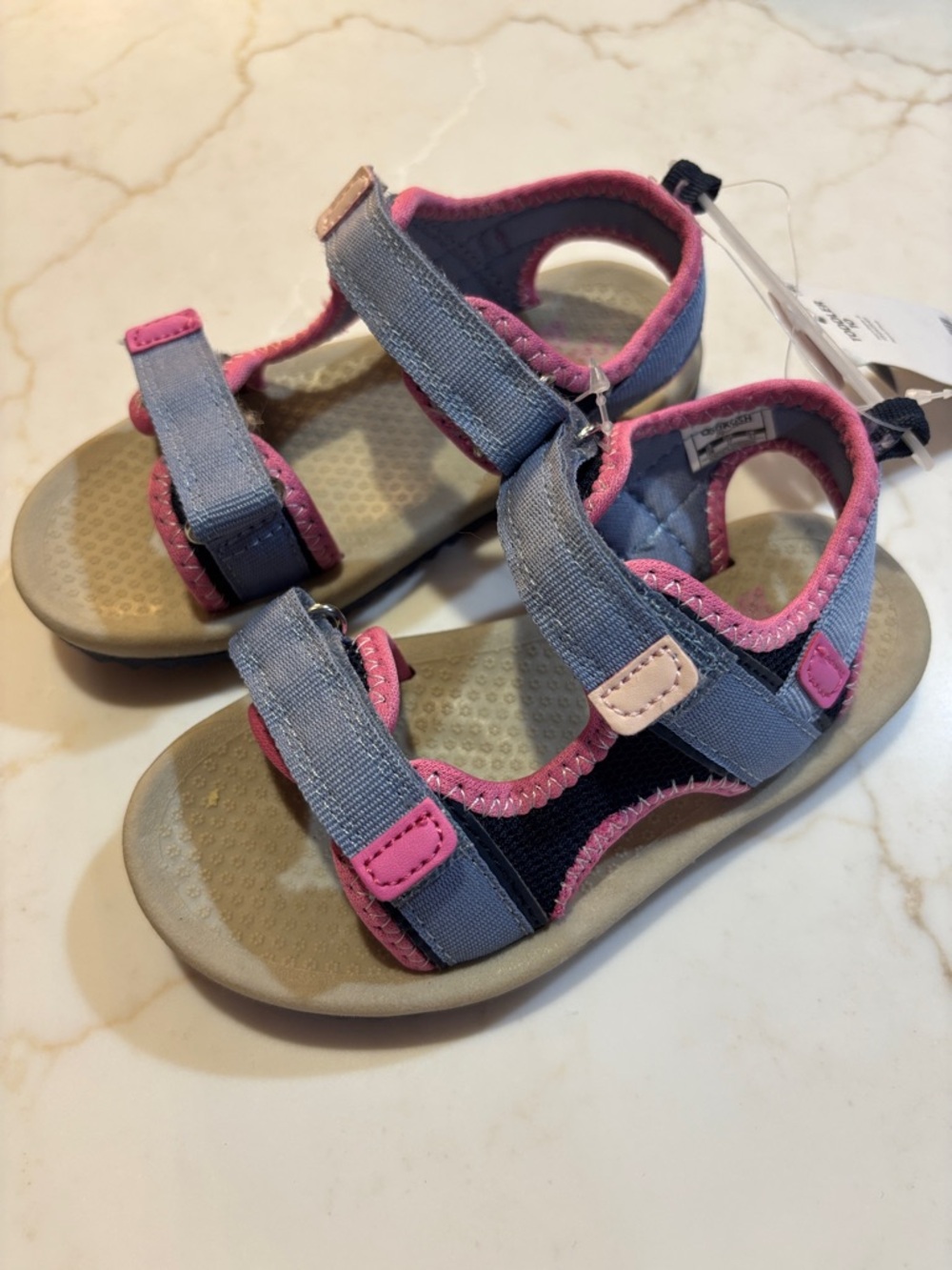 Oshkosh B’Gosh Kids Comfortable Open-Toe Sport Sandals on Grey and Pink NWT